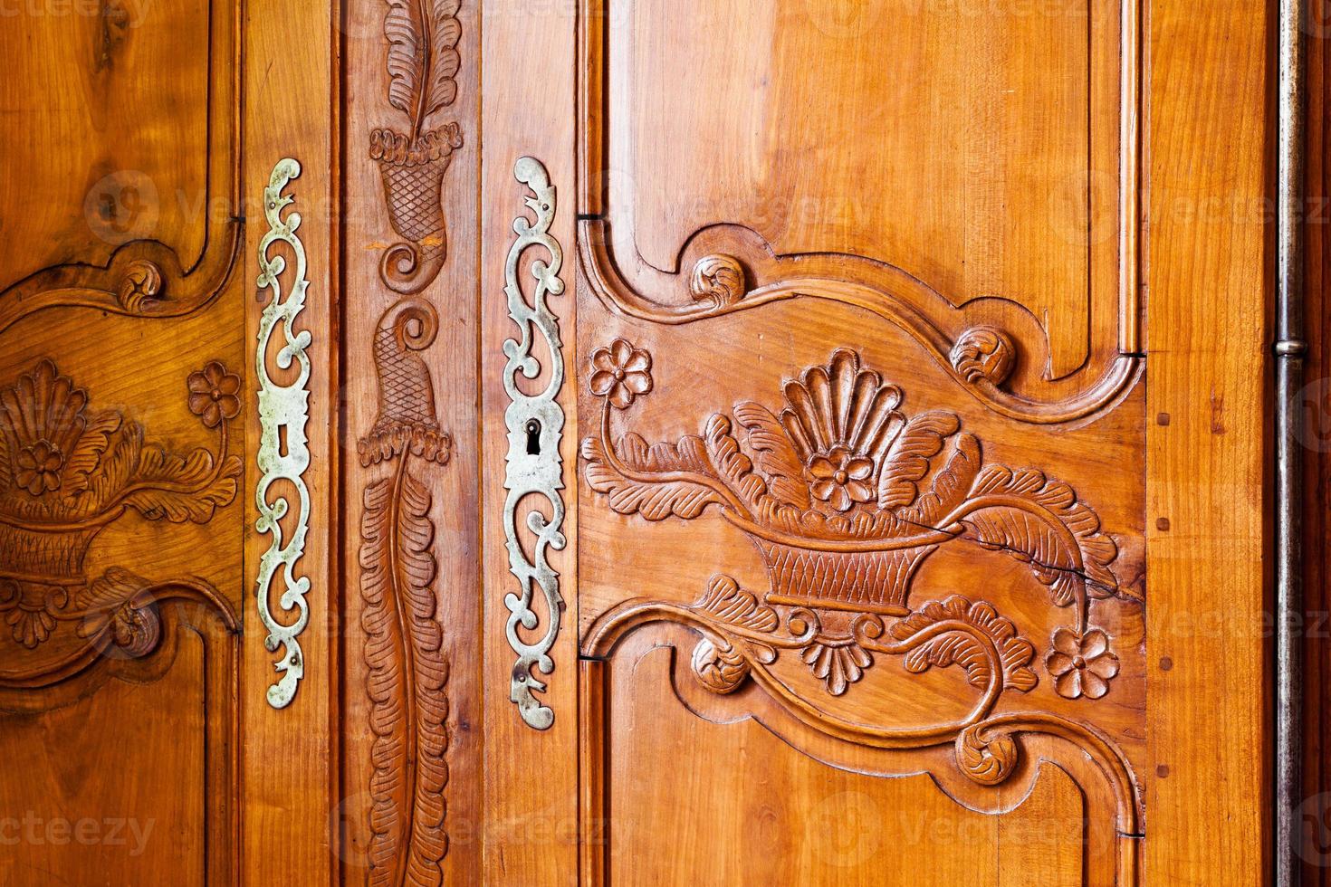 carved wooden door photo