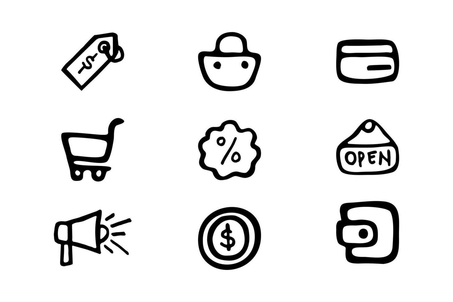 Black color doodle hand drawing icon in ecommerce set on white background vector