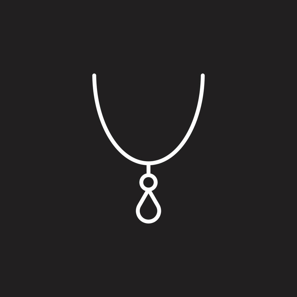 eps10 white vector necklace or pendant line art icon isolated on black background. locket outline symbol in a simple flat trendy modern style for your website design, logo, and mobile application