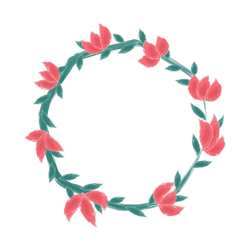 diseño de marco de hierbas vectoriales para tarjetas con flores. ramo vintage rústico en colores verde y rosa. vector