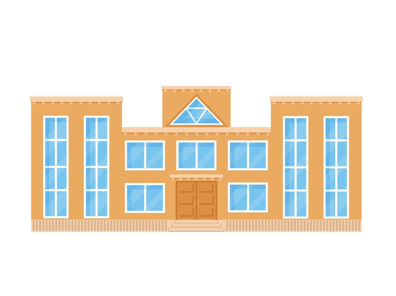 School building in flat style. Vector illustration isolated on white background.