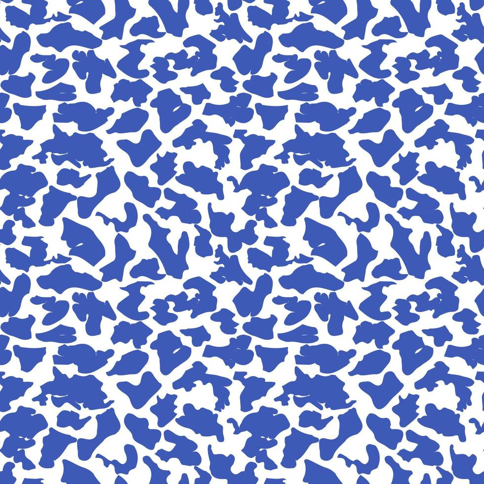 Abstract blue spots seamless pattern. Isolated on white background vector illustration. Repeated splodge background.
