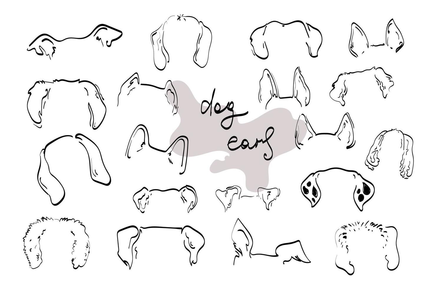 Pet  dog Ears Outline Drawing doodle sketh vector icon illustration