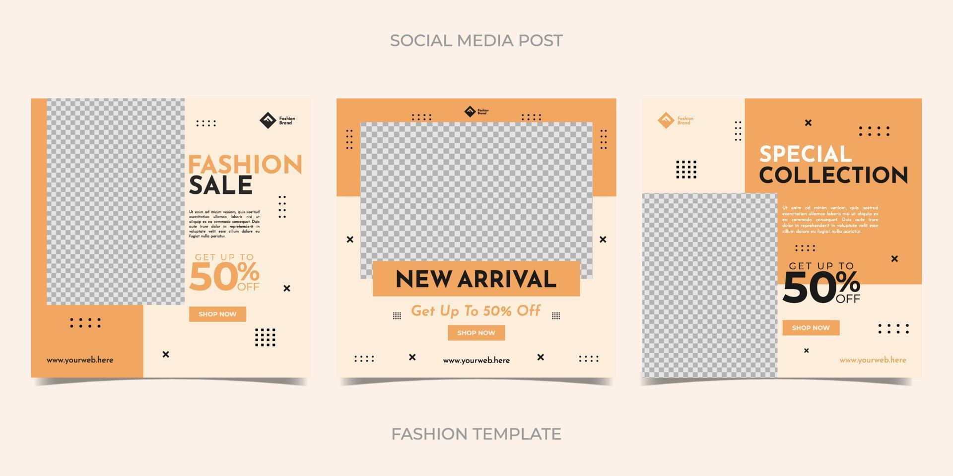 Collection of social media post banner template design vector