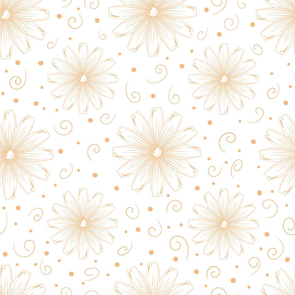 Seamless pattern with yellow calendula in a linear style isolated on a white background vector