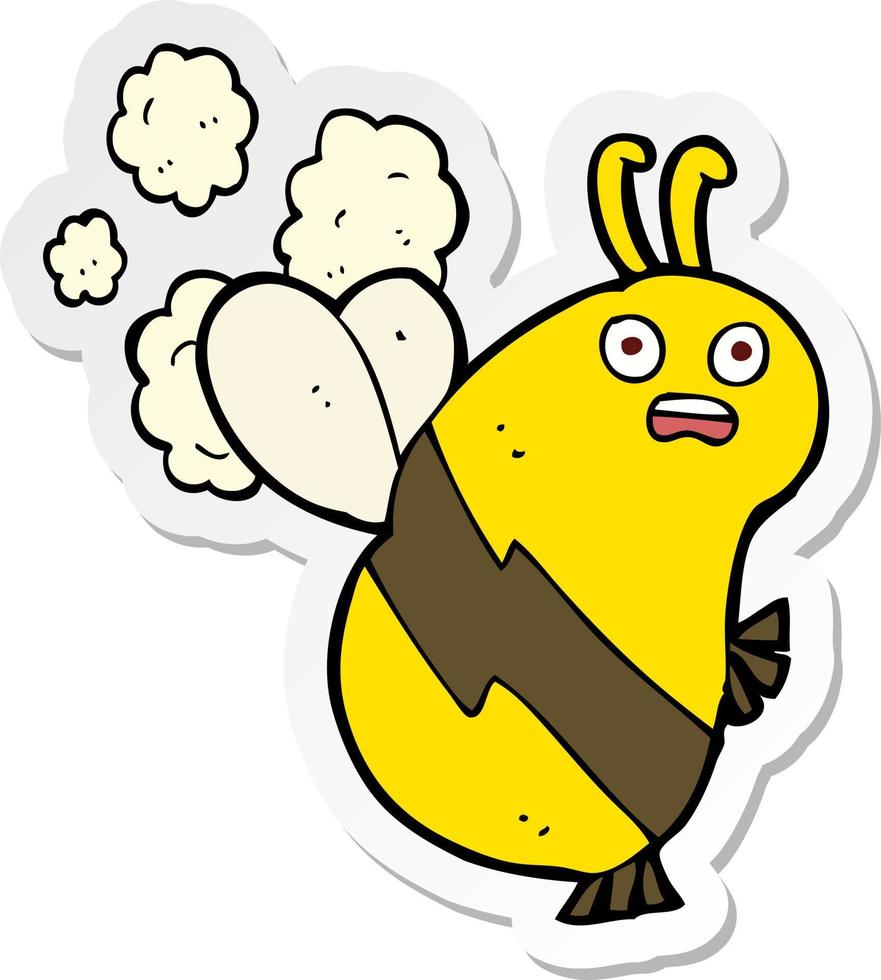 sticker of a funny cartoon bee vector