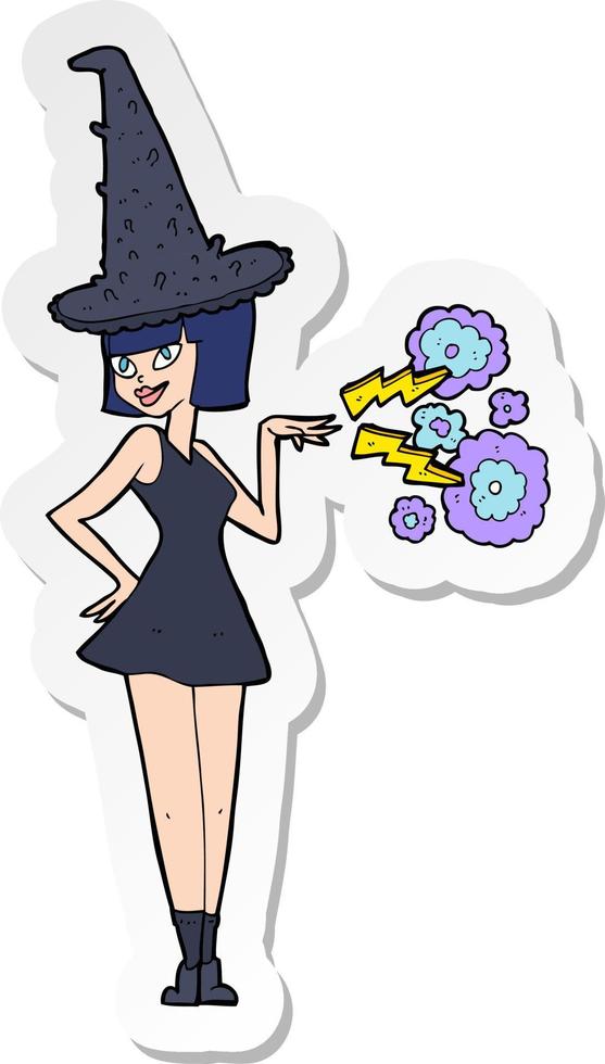 sticker of a cartoon halloween witch vector