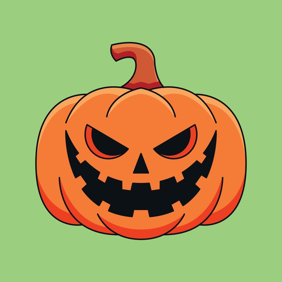 monstruo calabaza cabeza halloween lindo dibujos animados doodle icono ilustración vector