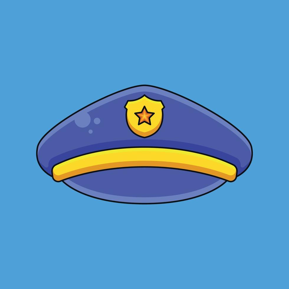 police hat cute cartoon doodle icon illustration vector