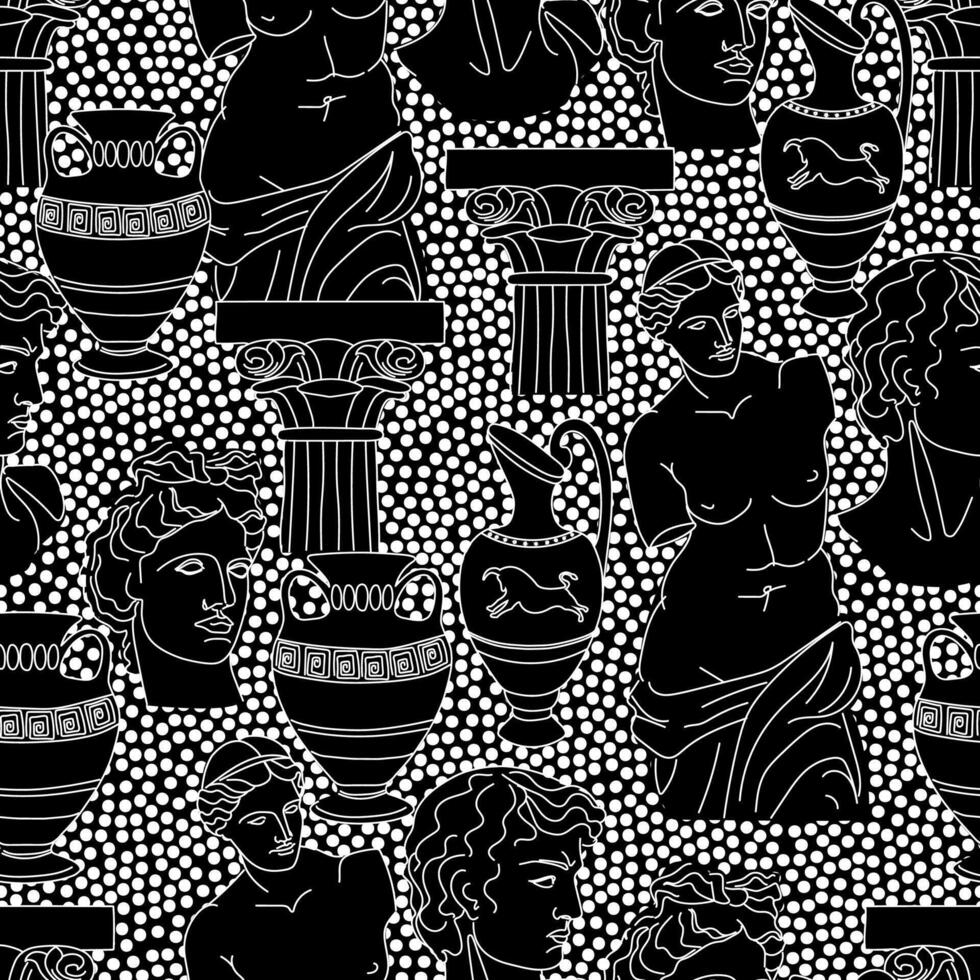 Mythical, ancient Greek style. Hand drawn fashion illustration. Square