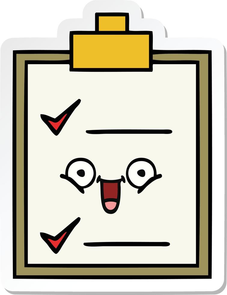 sticker of a cute cartoon check list vector
