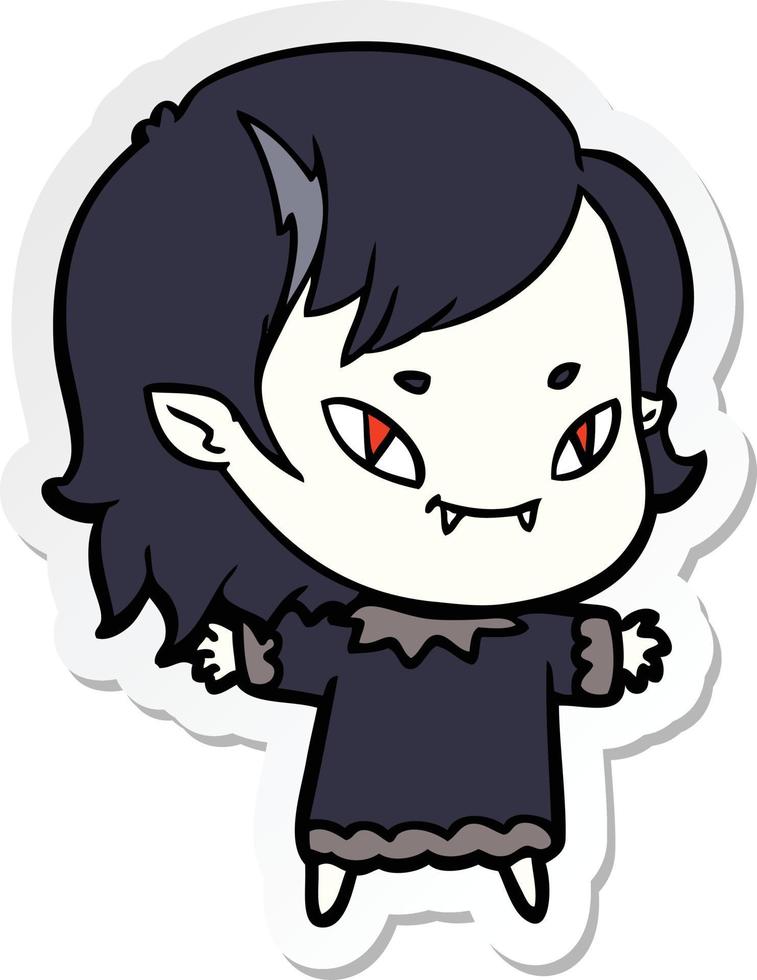 sticker of a cartoon friendly vampire girl vector