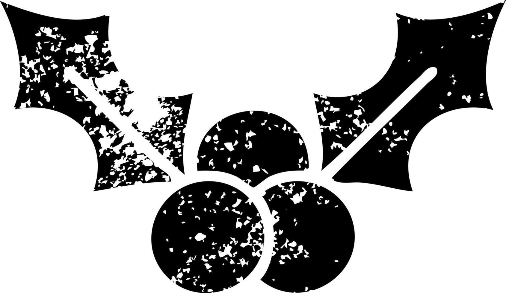 distressed symbol christmas holly vector