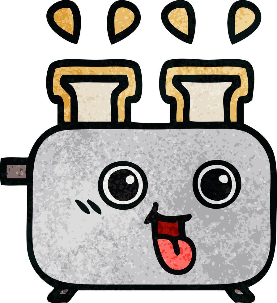 retro grunge texture cartoon of a toaster vector