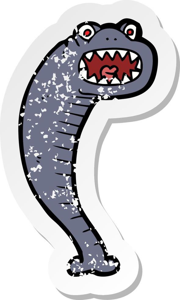 retro distressed sticker of a cartoon leech vector