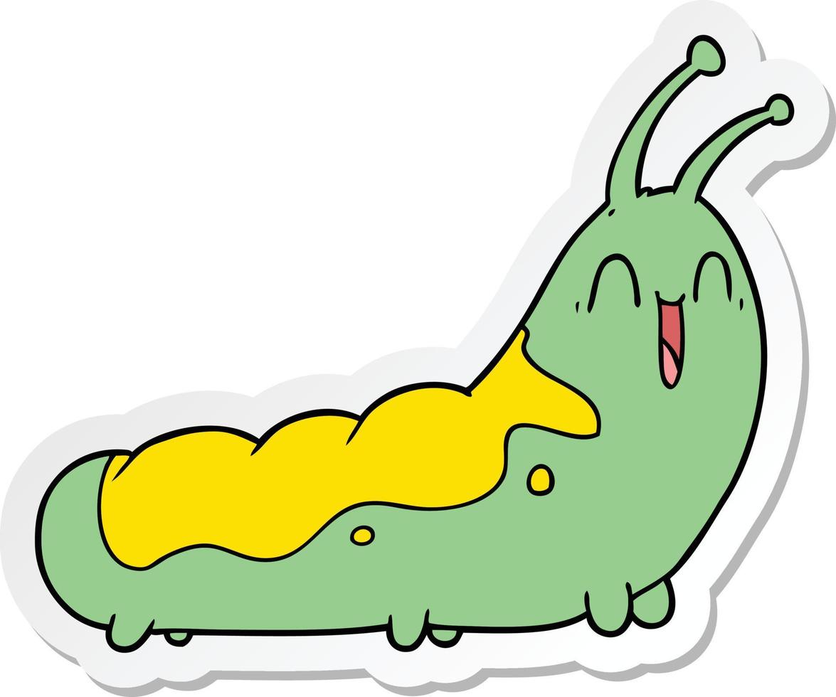 sticker of a funny cartoon caterpillar vector