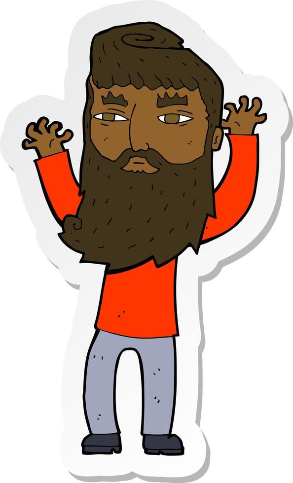 sticker of a cartoon bearded man waving arms vector