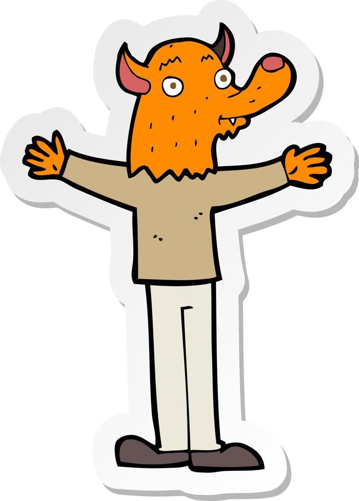 sticker of a cartoon friendly fox person vector