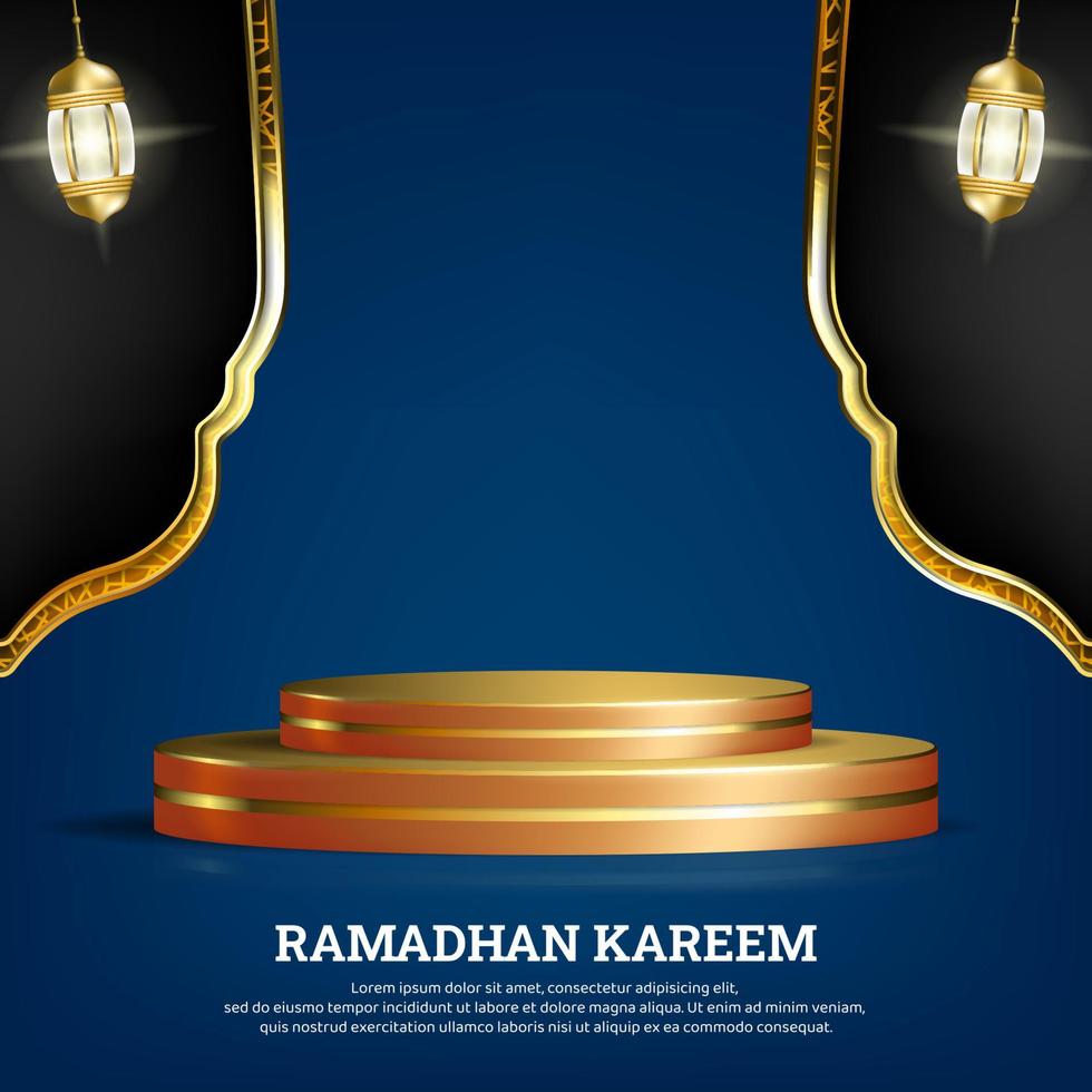 islamic social media post with 3d podium vector