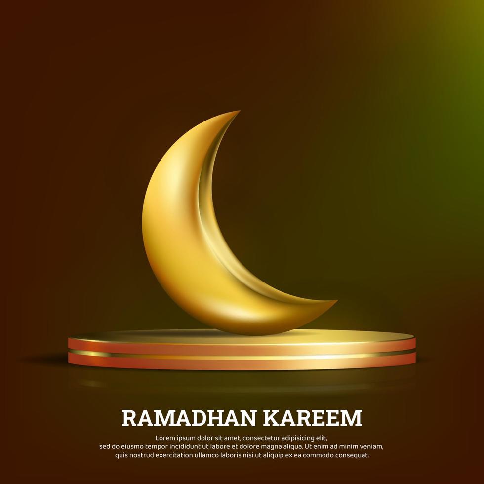 islamic social media post with 3d podium vector