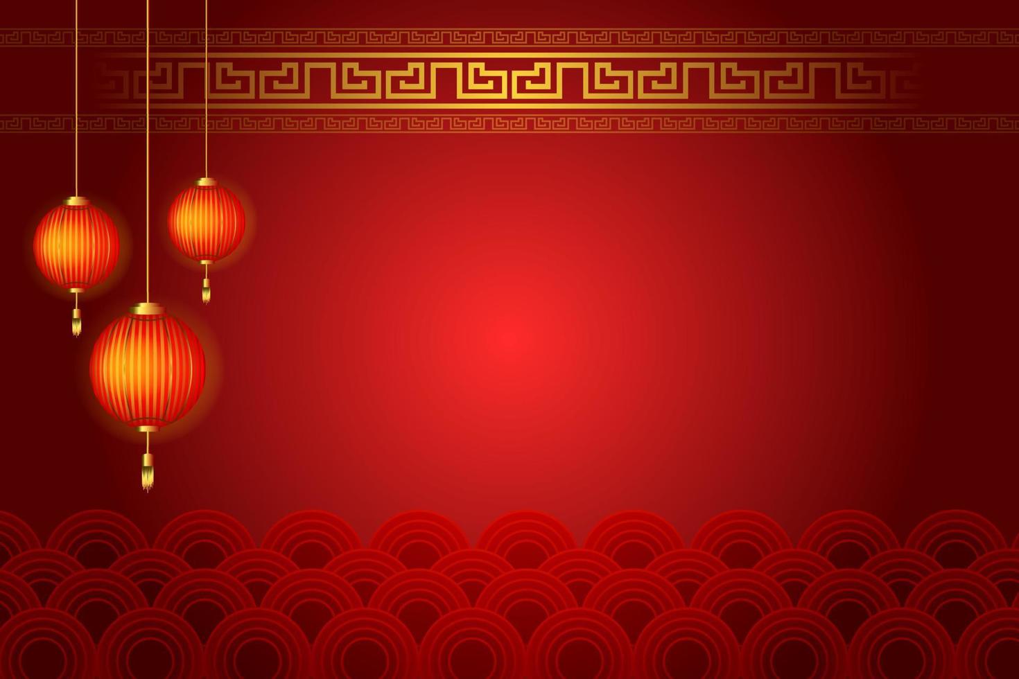 concepto de año nuevo chino con fondo de espacio de copia en rojo vector