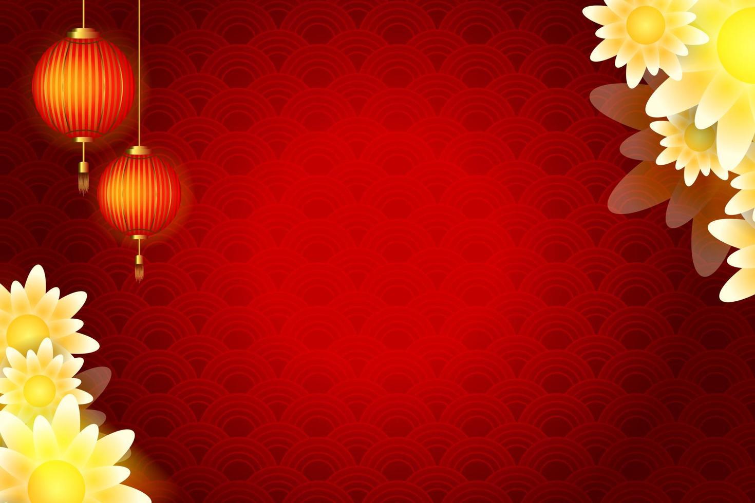 chinese new year concept with copy space background on red vector