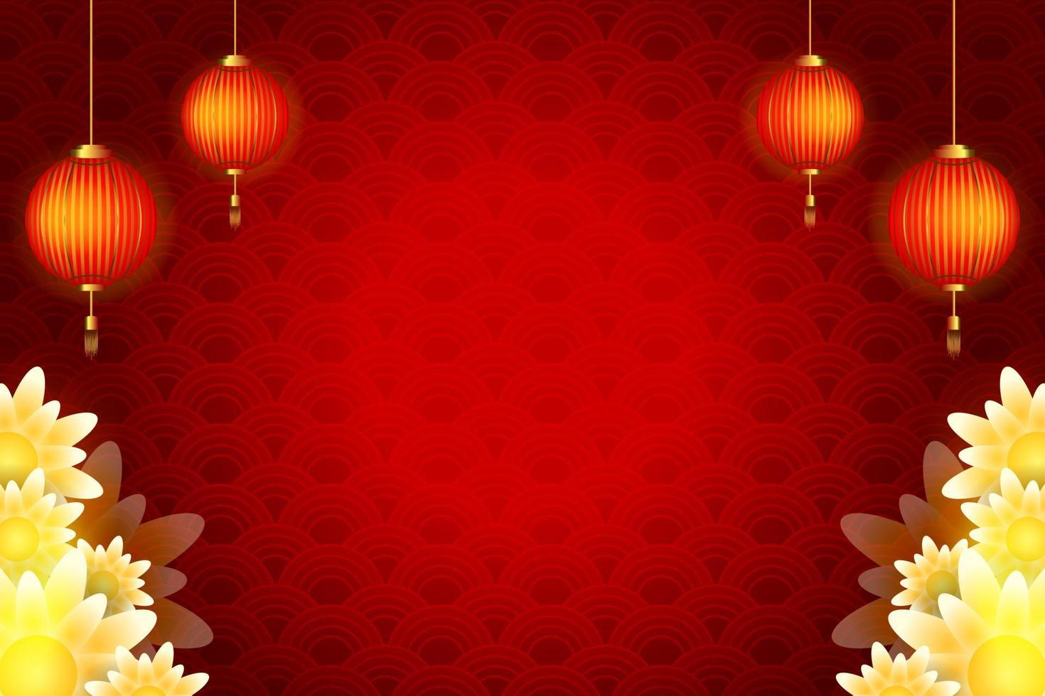 chinese new year concept with copy space background on red vector