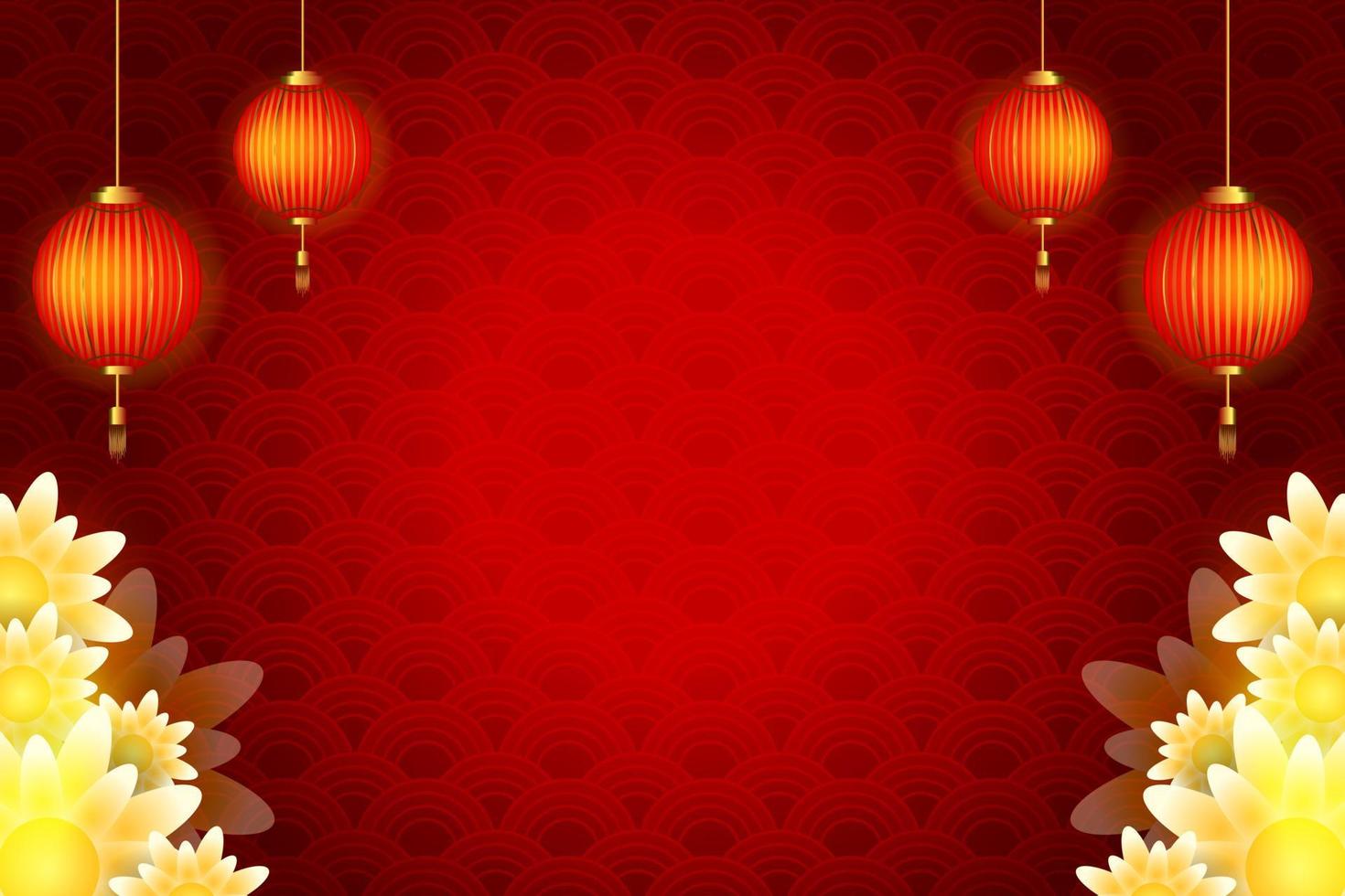 chinese new year concept with copy space background on red vector