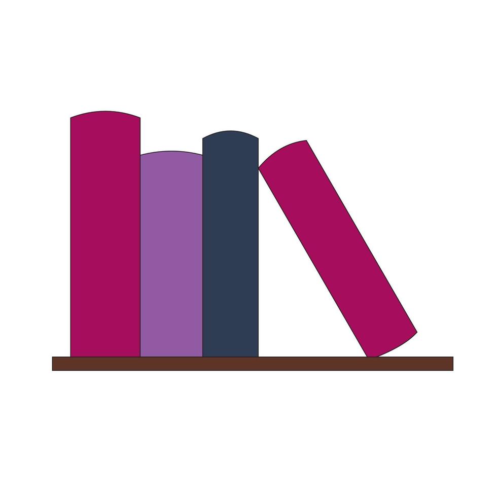 vector illustration of a cute bookshelf, back to school. Vector stationery in flat style