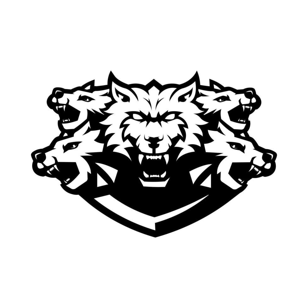 versión de silueta del logotipo de la mascota del lobo vector