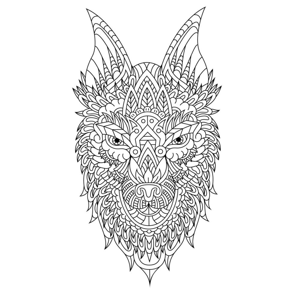 Wolf line art vector