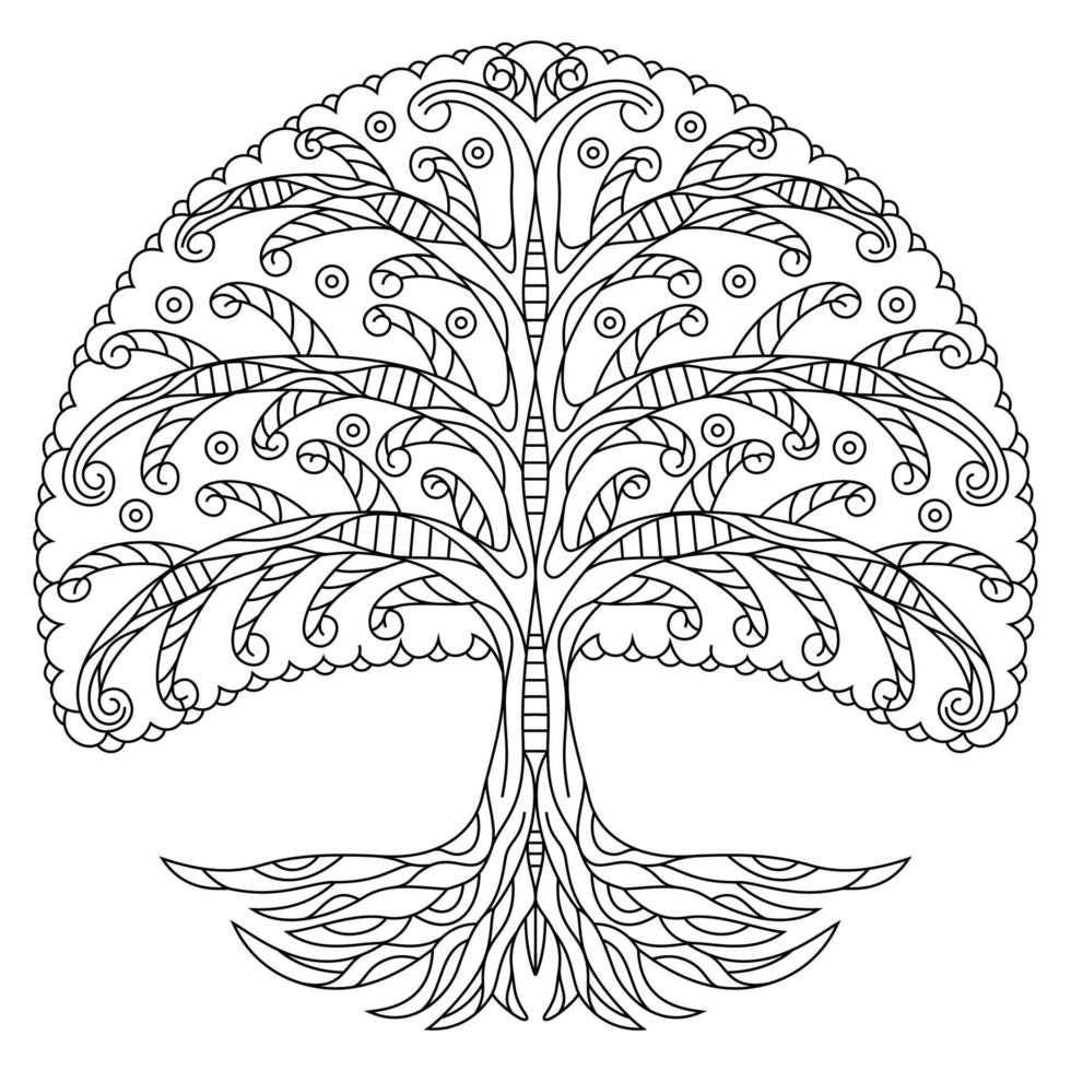 Tree line art vector