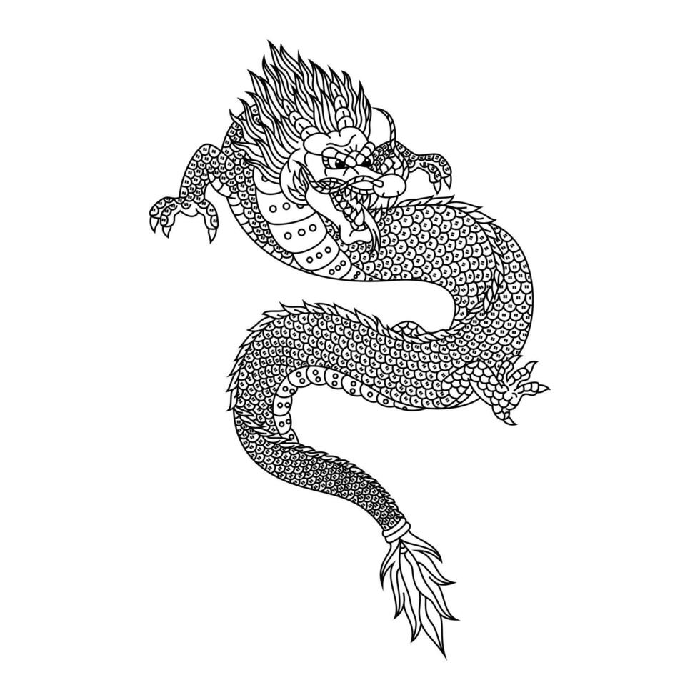 Dragon line art vector