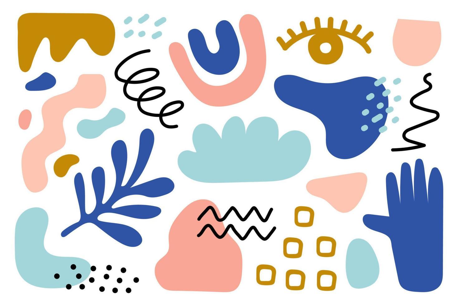 Hand drawn organic shapes abstract background. Vector illustration