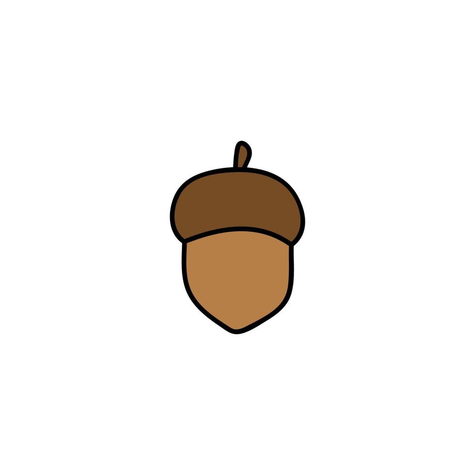 Acorn. Single doodle. vector