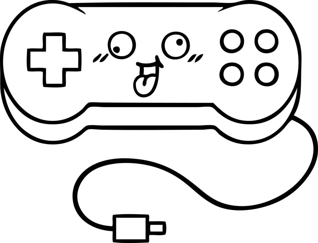 line drawing cartoon game controller vector