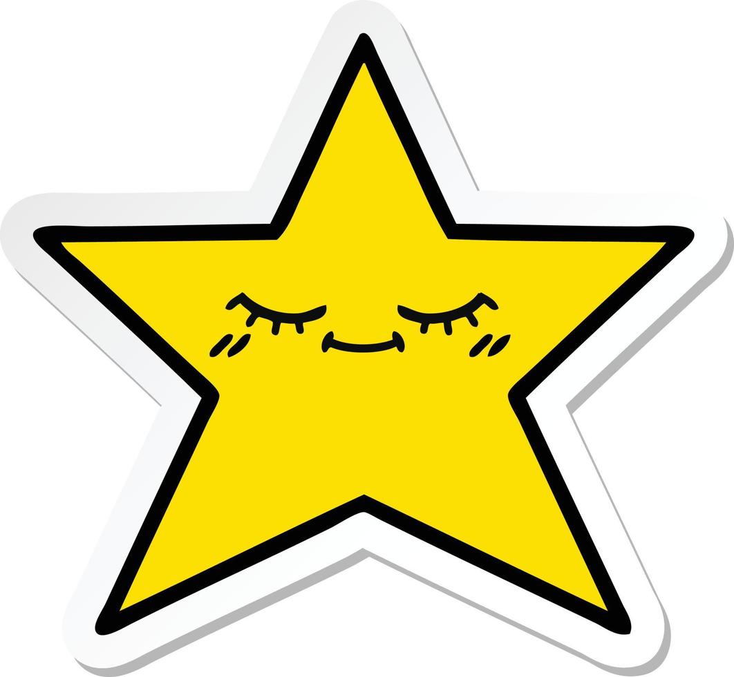 sticker of a cute cartoon gold star vector