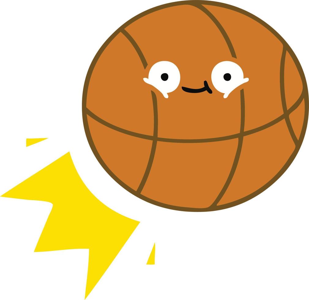 flat color retro cartoon basketball vector