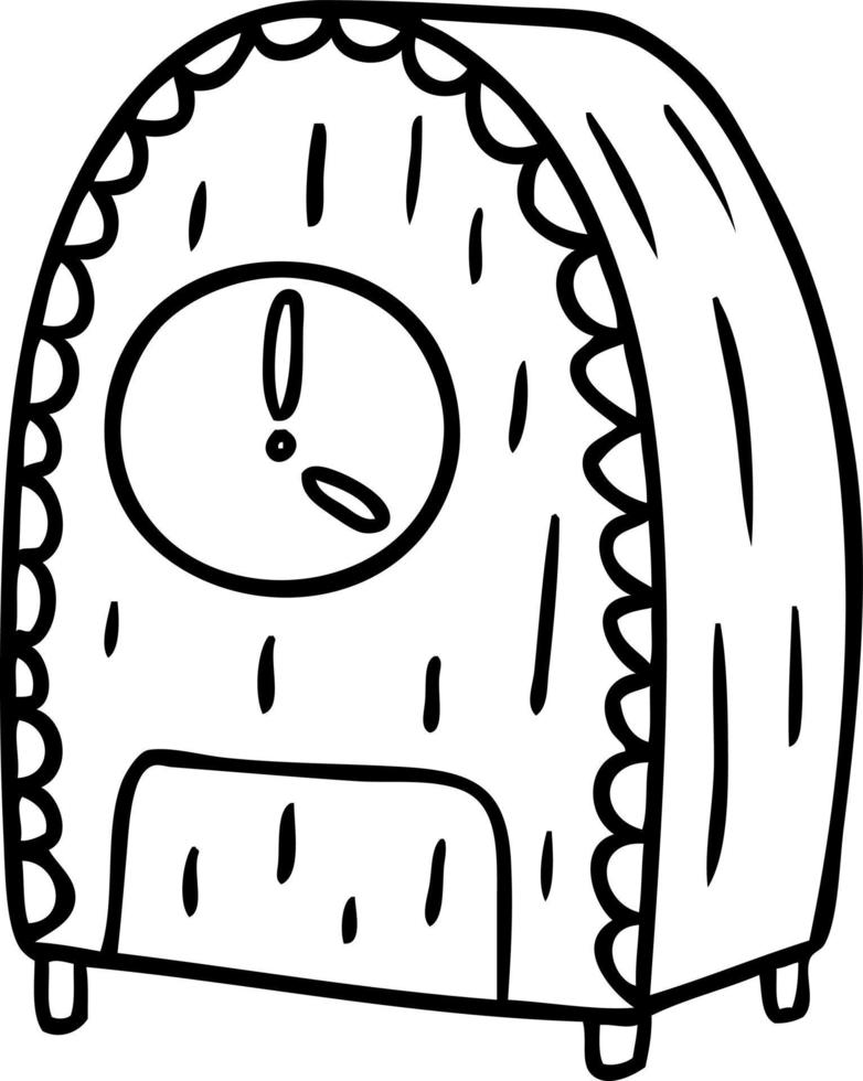 line drawing doodle of an old fashioned clock vector