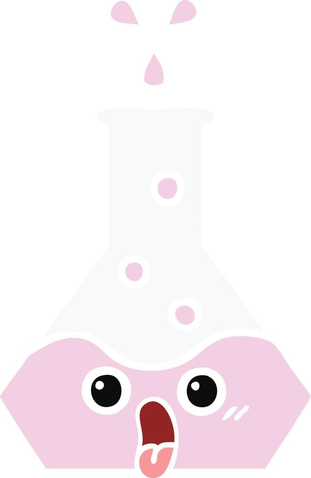 flat color retro cartoon science beaker vector