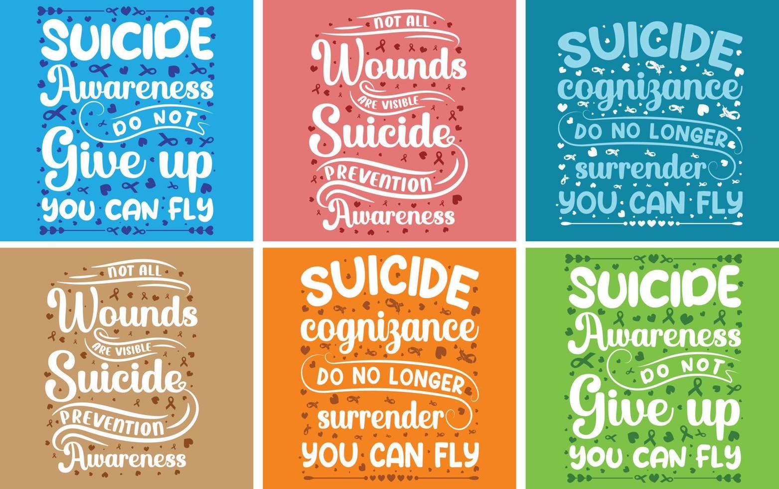 Suicide awareness t shirt design bundle vector