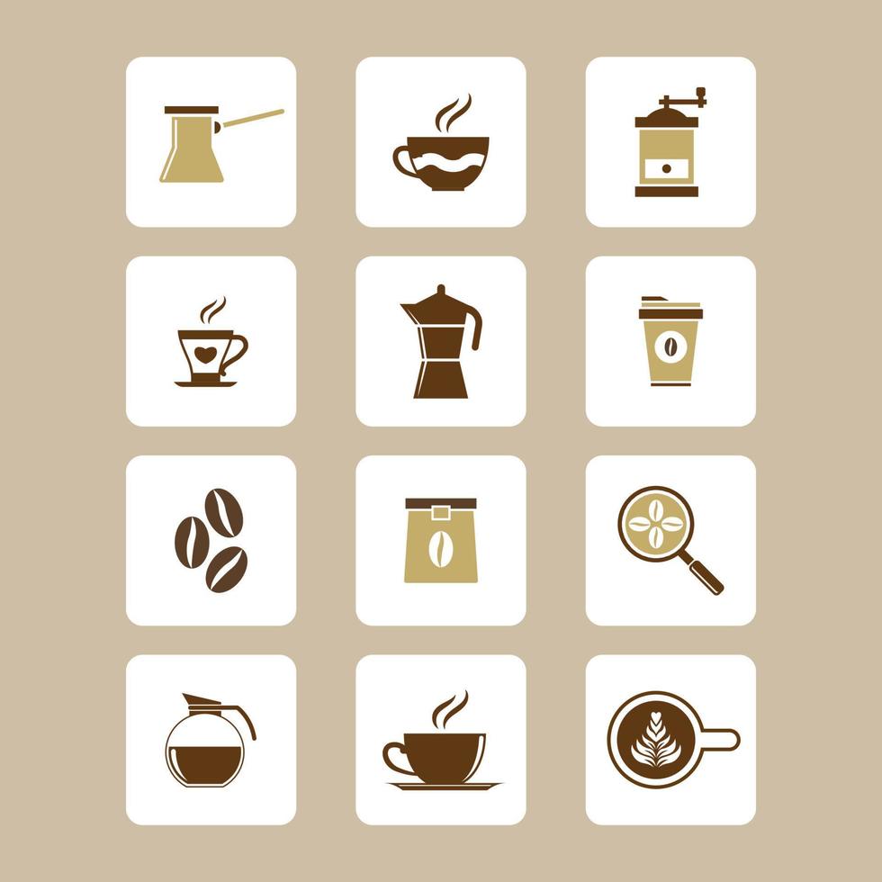 conjunto de iconos de café. icono plano moderno. color minimalista. apto para web, aplicación, computadora, diseño, símbolo. logotipo vectorial eps 10. vector