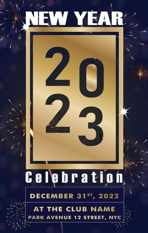cartel de celebración de fiesta de año nuevo 2023 vector