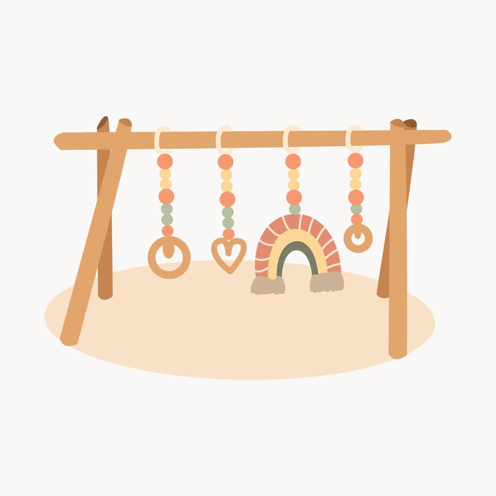 Baby carousel with hanging isolated on white background. Vector cartoon close-up illustration