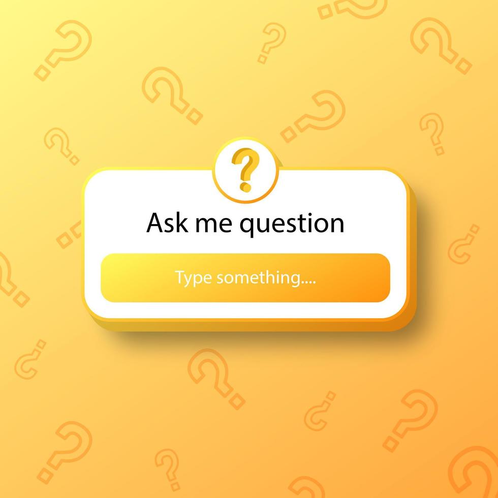 Ask me a question 3d sticker design concept. Question mark background. vector