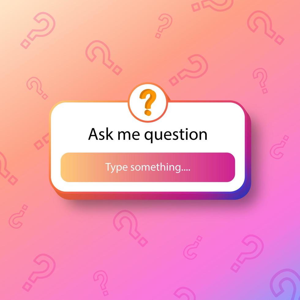 Ask me a question 3d sticker design concept. Question mark background. vector