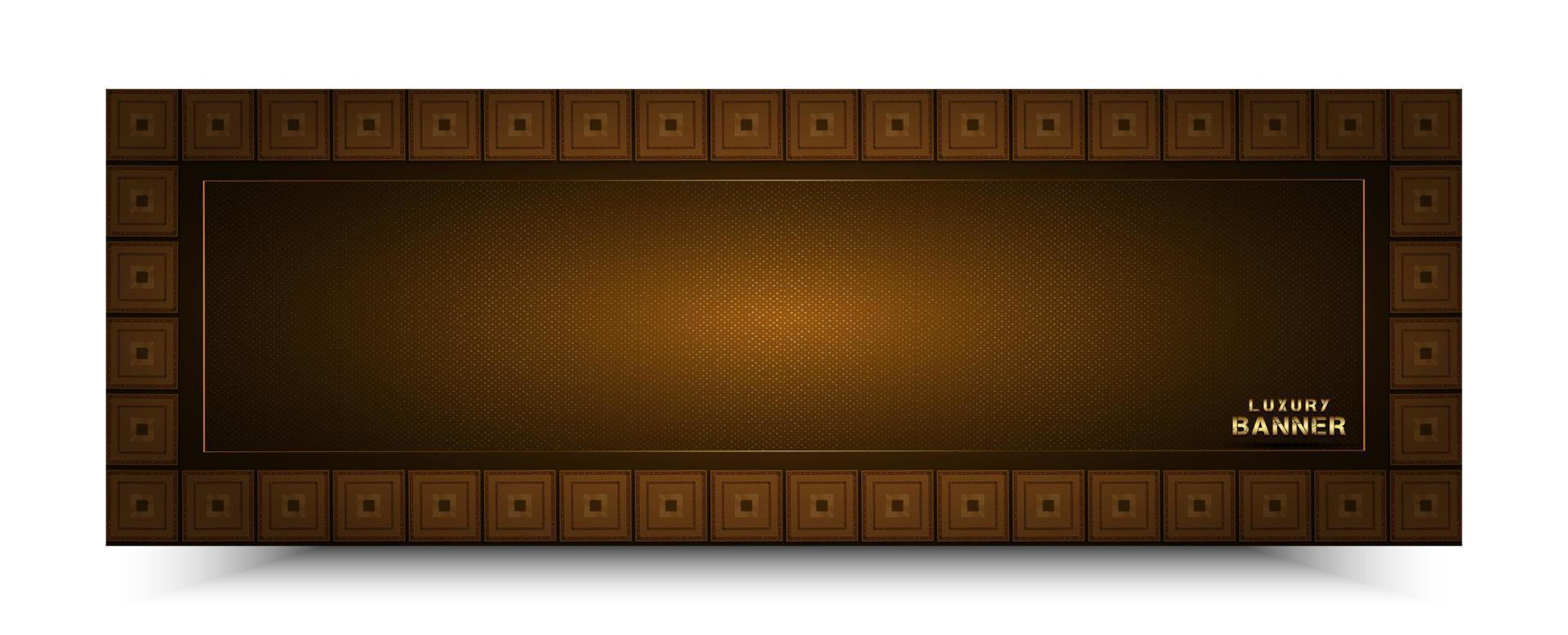 banner marrón, lujoso y elegante, con marco a cuadros y textura brillante, vector