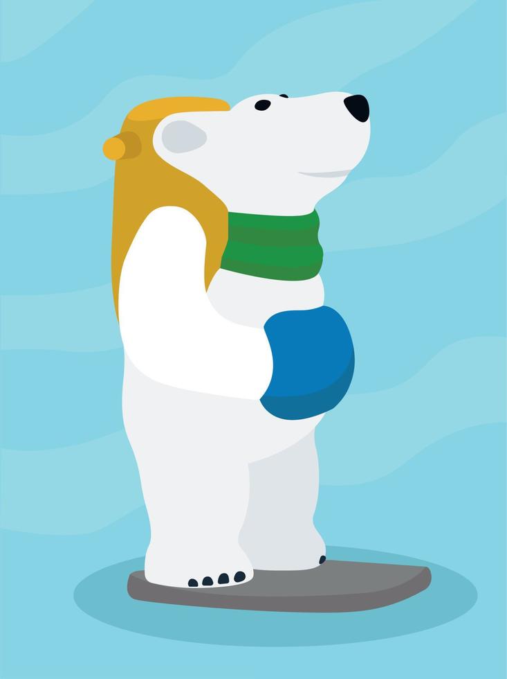 bear helper on skates. Handbook for teaching children to skate. Winter season of sports activities. outdoor recreation, blue skating rink weekend, frozen lake, river. Vector illustration