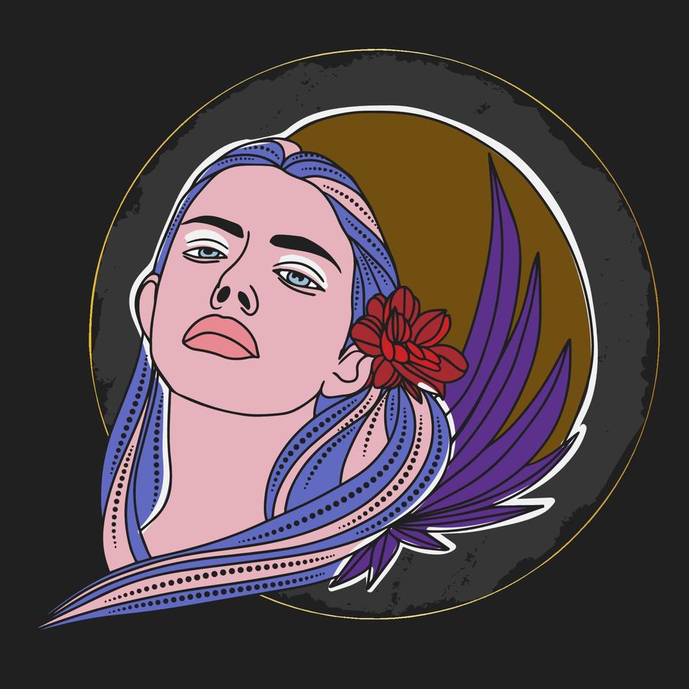 Beautiful portrait of a girl with Chicano jewelry and tattoos vector