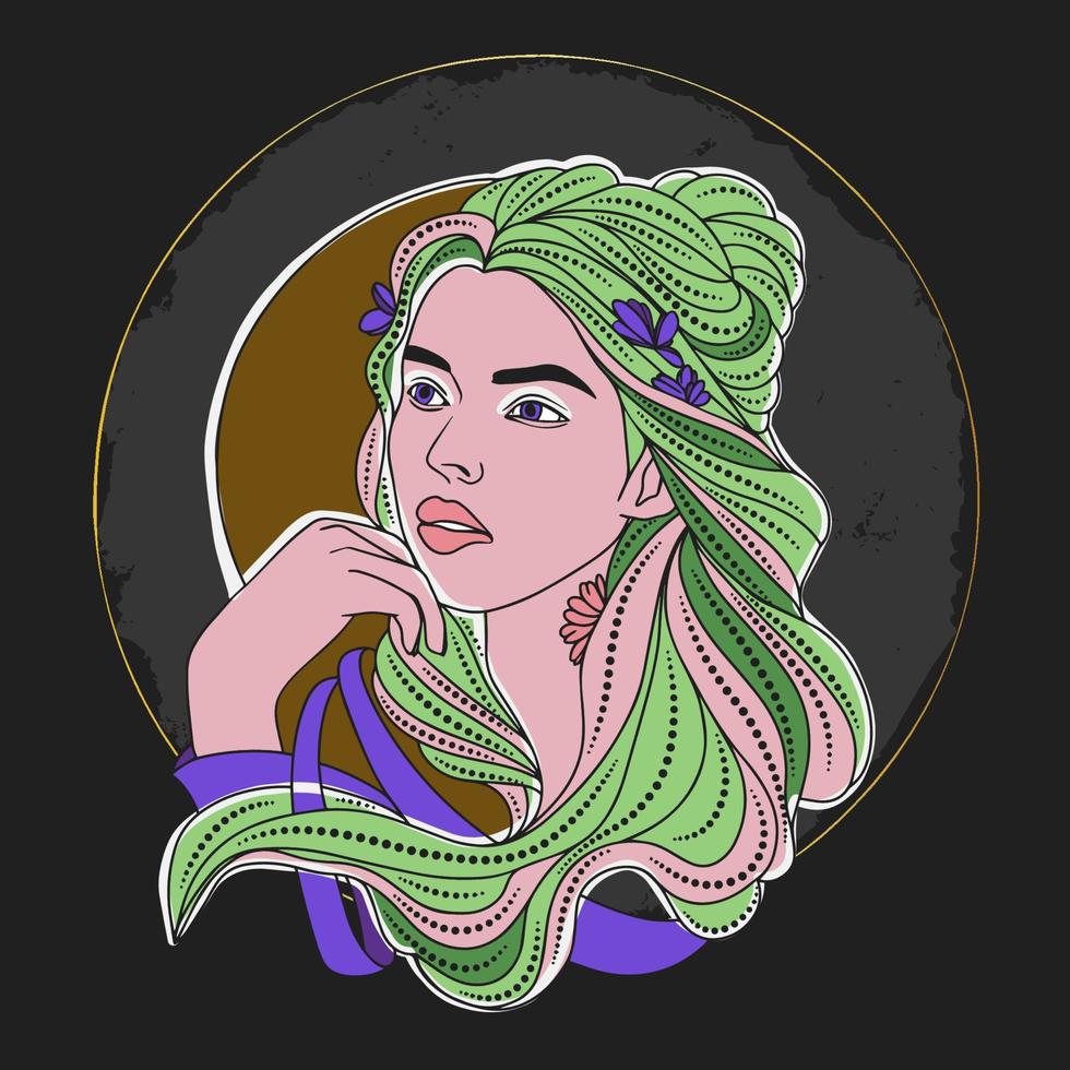 Beautiful portrait of a girl with Chicano jewelry and tattoos vector